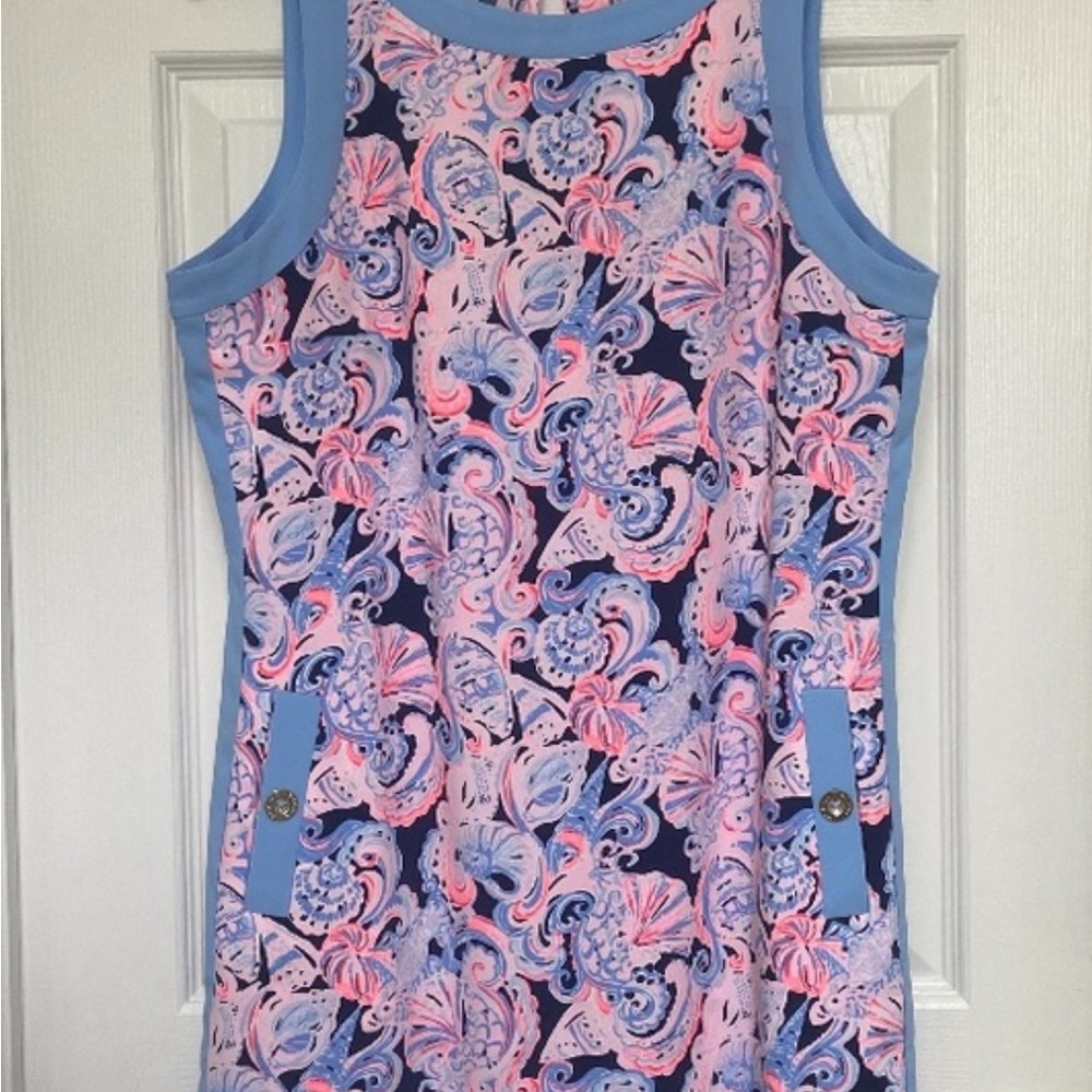 Lilly Pulitzer Blue and Pink Sheath Mini Dress